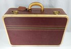 Vintage Cherokee Oshkosh Striped Red Tweed Suitcase Luggage Travel Art Deco Case