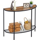 Semicircle Console Table W  2-tier Storage Vintage Style Durable Metal Frame New