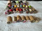 Vtg Thread Spools Lot Of 30 Assorted With Thread And Empty Wooden Spools Set 3
