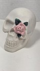 Skull Skeleton Head W  Flower White Figurine Halloween