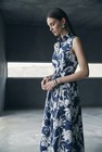 Nwt Calvin Klein Navy White Floral Shirt Midi Dress Belted Size 10