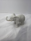 White Porcelain Bisque Elephant Figurine With Gold Accents
