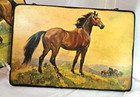 Pair Of Cool Vintage Horse Prints On Wood   E W 1966