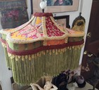  Victorian Style Lamp Shade  Green Orange  Red   Sage Green Fringes