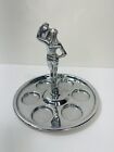 Antique 1920s Farberware Art Deco Egyptian Woman Chrome 6 Shot Glasses Caddy