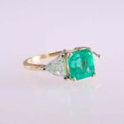 Art Deco Antique 4 10 Ct Green Emerald Vintage Wedding Ring 14k Yellow Gold Fn