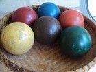 Lot Of 6  - - Vintage Croquet Balls - - Wood -  Solid Color Primitive