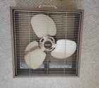Vintage Hunter Box Fan 3 Blade Brown Metal Table Window Fan Tested Works Mcm Vtg