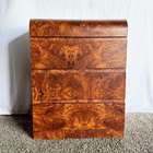 Postmodern Burl Wood Laminate Waterfall Commode nightstand