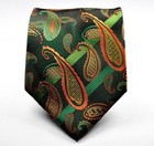 New Classic Paisley Black Green Orange Jacquard Woven Silk Men s Tie Necktie