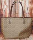 Coach City Tote Cv976 Signature Canvas Gold Tan Brown W receipt
