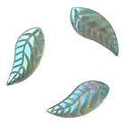 50 Green Leaf Drop Beads 18x8mm Green Ab Mirror Finish Glass Charms Leaves
