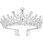 Crystal Bridal Crown Rhinestone Princess Pageant Tiara Silver Wedding Crown 