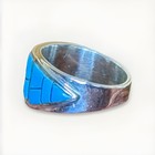 Turquoise Inlay Sterling Silver Band Ring Size 9 Southwestern Wide Ring