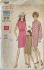 Vintage Original 1960s Vogue Sewing Pattern Semi-fitted Slim Dress Vogue 7397
