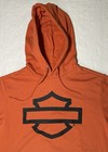 Harley Davidson Hoodie Mens L Orange Pullover Sweater Bar   Shield Logo Outline
