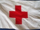 Vintage American Red Cross Muslin Flag 19 X 11 Inches On A Stick