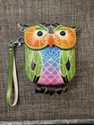 New Rustic Boho Tooled Leather Owl Wristlet coin Purse 5    X 5 5    With 5    Strap 