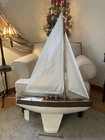 Large 48   h X 34 l Vintage Wooden Pond Yacht Sail Boat