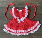 Vintage Sheer Party Dress Red Ruffles Pageant 24 Months Toddler