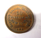 1863 Hussey s Message Civil War Store Card Copper Token 50 William St New York