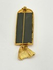 Figural Woman Gazing In Mirror Brooch Pin Romantic Gold Tone Art Deco Lady Vtg