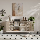 Mid Century White Sideboard Rustic Sliding Door Solid Wood Tv Buffet Storage