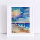 Aceo Atc Signed Print    blue Sea    Seascape Beach Art Card Artist Trading Card