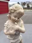 Antique German Gebruder Heubach Bisque Porcelain 12 5  Young Girl And Dove