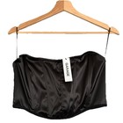 Garage Black Satin Corset Karina Zip Up Back Size Large Nwt