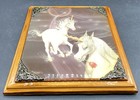 Vintage 9 3 4  X 11 3 4  Lacquered Ferraro Unicorns Moon And Rose Wall Art