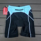 Tyr Womens 8  Competitor Tri Triathlon Padded Shorts Black light Blue Sz M New