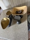 Antique Mercantile Balance Scale With Brass Pans  Weights  Vintage Collectible