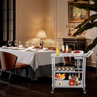 Acrylic Bar Cart With 4 Lockable Wheels  Clear Serving Cart With Wine Rack