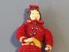 Antique Vintage Miniature Crocheted Doll Painted Face Hand Made Beaded Crochet
