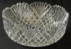 American Brilliant Cut Glass Bowl 7 1 8   central Hobstar W  Fan   Strawberry Abp