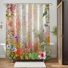 Flower Shower Curtain Watercolor Abstract Flowers Meadow Floral Garden 