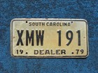 1979 South Carolina Dealer License Plate