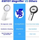 30x 10x Magnifying Glass With Light And Stand  Foldable Handheld White 