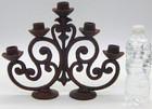 Antique Cast Iron Candelabra 5 Candle Heavy Ornate Bronze Patina Centerpiece