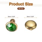 100pcs Crystal Rivets 6mm Rhinestone Rivets Rapid Stud Rivets  Green gold