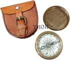 Authentic Vintage Brass Pocket Compass With Leather Case Rustic Vintage Home