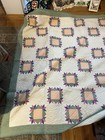 Very Old Quilt 66x70 Hand Sewn Hand Quilted Early 1900s