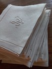 12 Antique French Monogrammed Linen Napkins Unused Hemstiched 