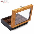 10-slot Top Glass Watch Box Wooden Organizer Jewelry Box Storage Display Case