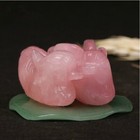 Natural Pink Rose Quartz Lovebirds Mandarin Duck Crystal Stone Carved W  Stand