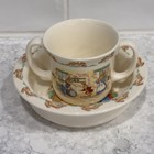 Vintage Royal Doulton Bunnykins 2-piece Infant Set-bowl   Two-handled Mug  Euc