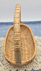 Vintage Footed Wicker Gathering Basket     God   s Eye   Wrapped Handle Detail