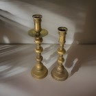 Set Of 2 Ottoman Turkish Monumental Large Brass Candlestick Holders    25    And 21   