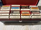 Vintage Black Storage Carrying Case For 8 Track Tape With Locks Holding 24 Tapes